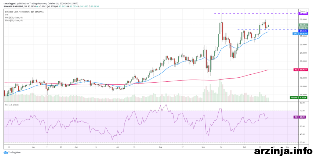 نمودار روزانه بایننس کوین