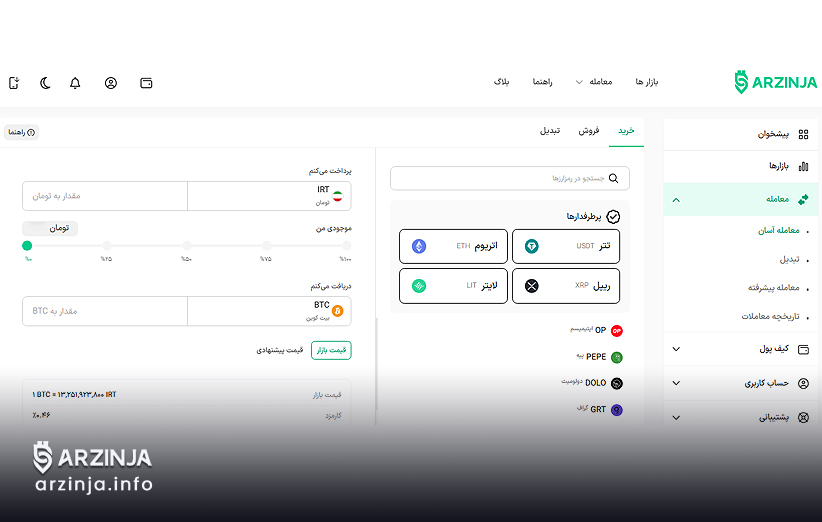 خرید بیت کوین در ارزینجا