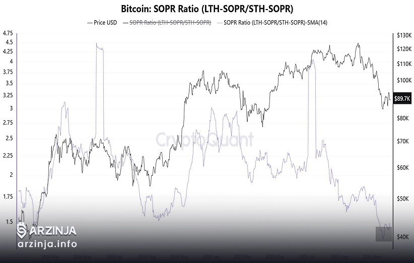 شاخص SOPR قیمت بیت کوین به پایینترین حد از اوایل 2024 سقوط کرد