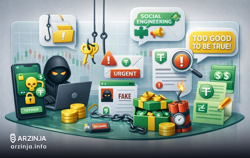 فیشینگ، بدافزار و فشار روانی در کلاهبرداری تتر