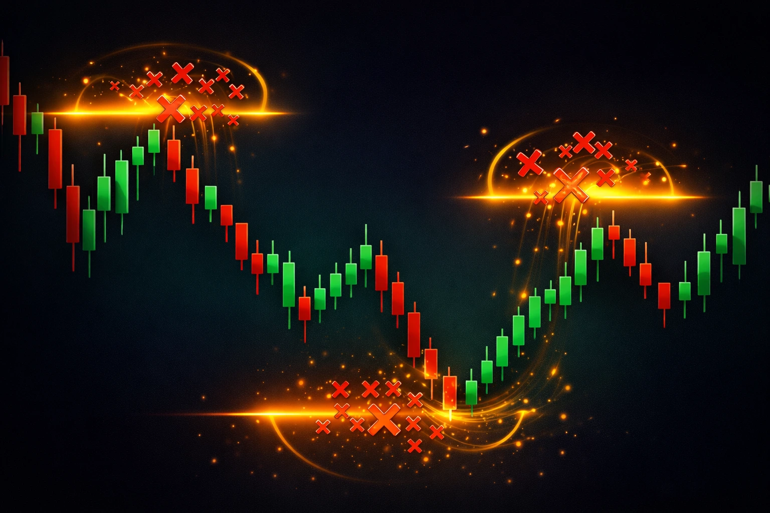 نواحی تجمع نقدینگی و حد ضرر در نمودار قیمت