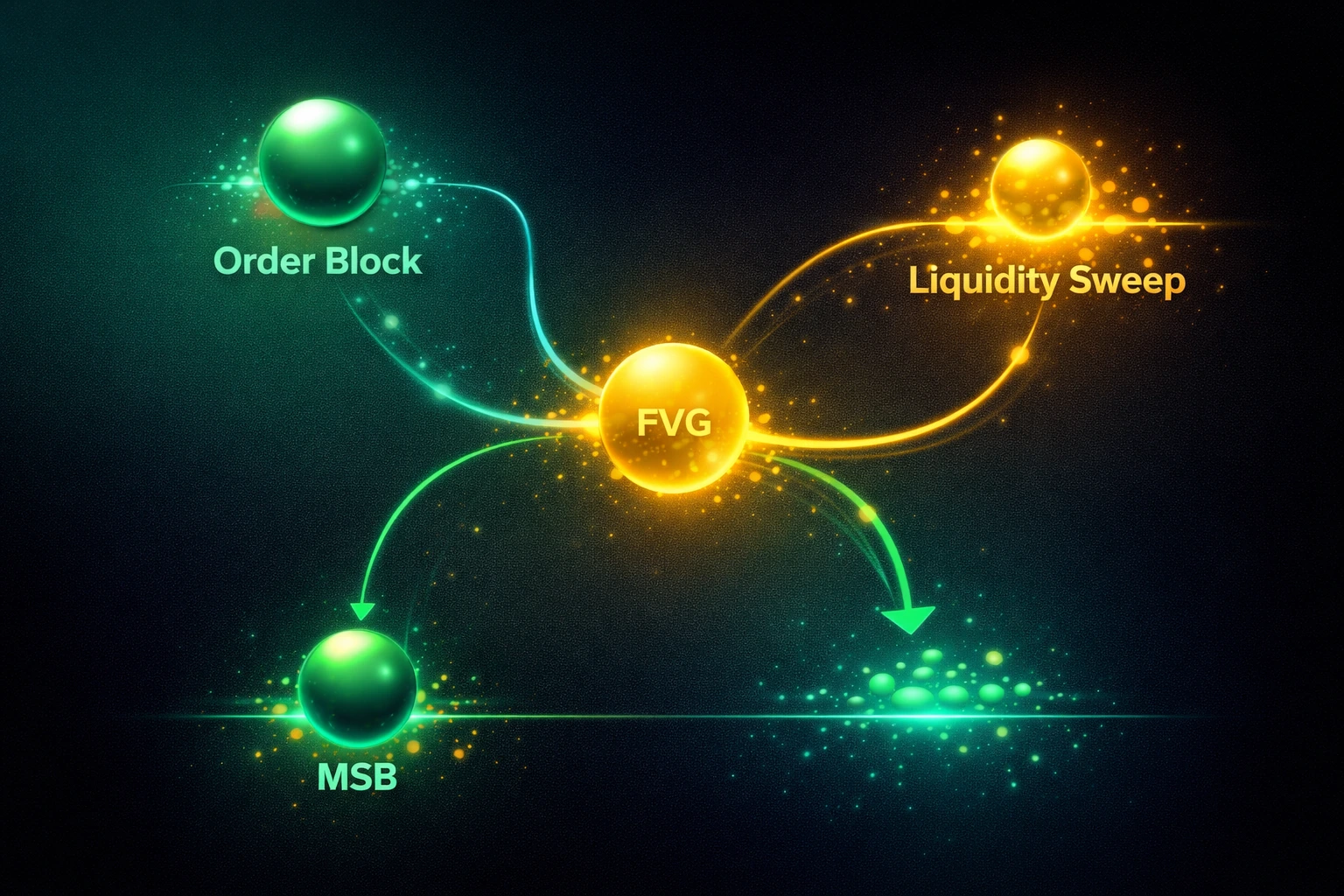 ارتباط سویپ نقدینگی با مفاهیم ICT - اوردر بلاک و FVG و MSB