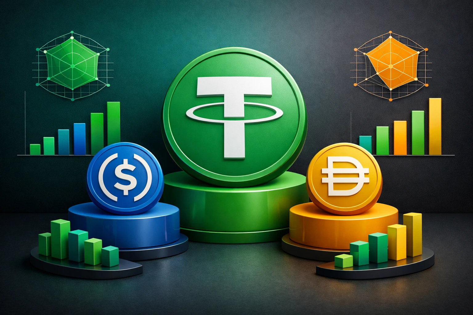 مقایسه تتر با سایر استیبل کوین&zwnj;ها - USDC و DAI