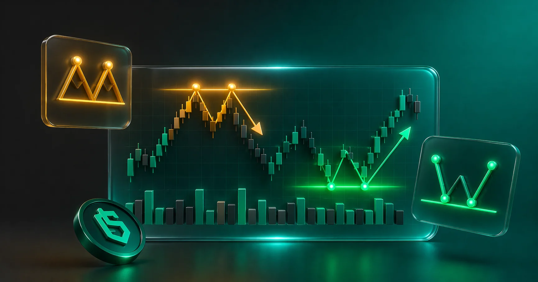 الگوی دو قله و دو دره در چارت ارز دیجیتال