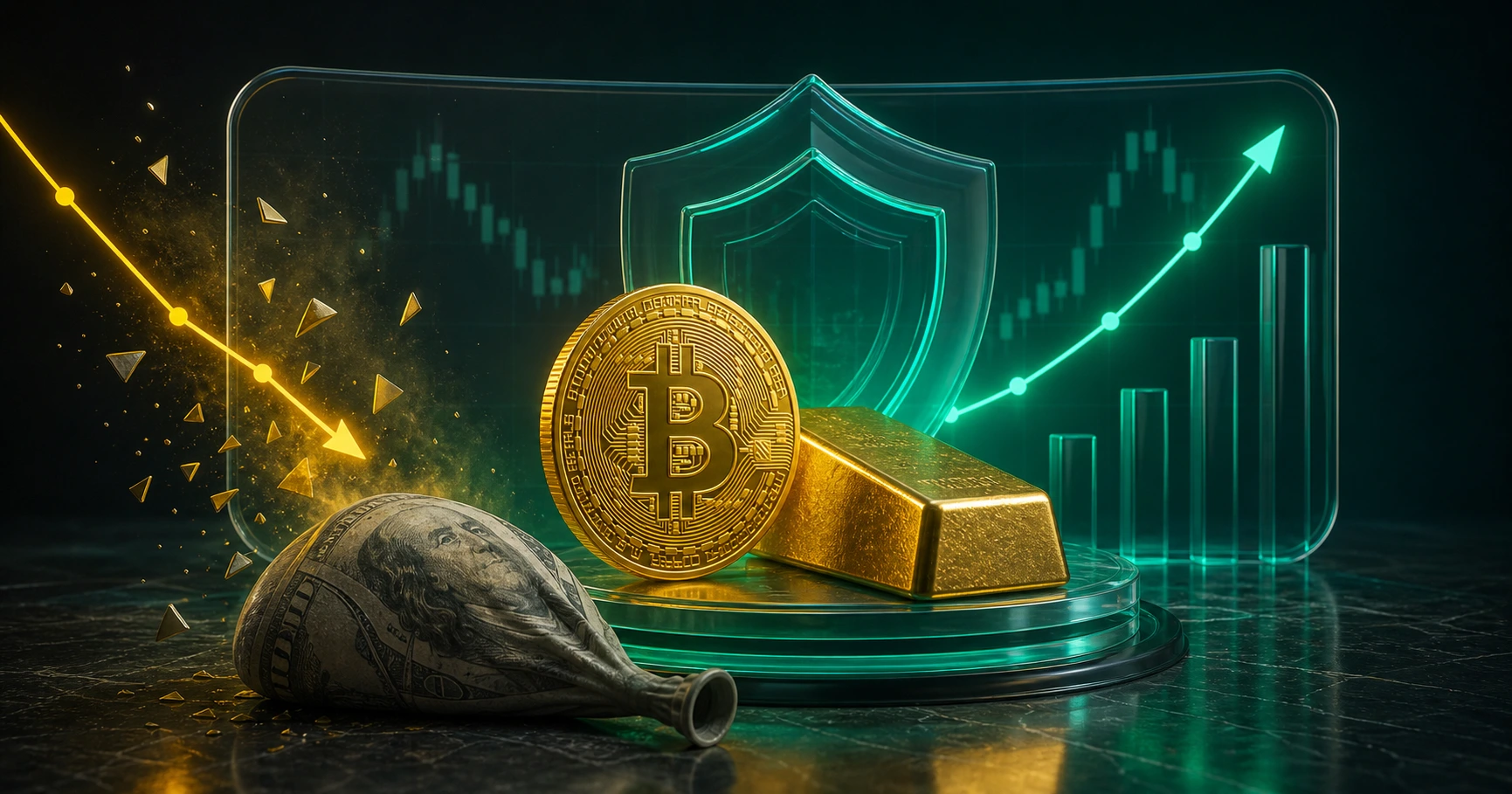 بیت&zwnj;کوین در برابر طلا &mdash; تورم